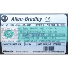 Mpc-b580j-m-x146 Allen Bradley Ab Servo Motor 51.8nm 3800rpm Mpcb580jmx146 460v