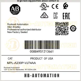 Mpl-a230p-vj74aa Allen-bradley Mpla230pvj74aa New Servo Motors Ab Brand In Box Zyt0