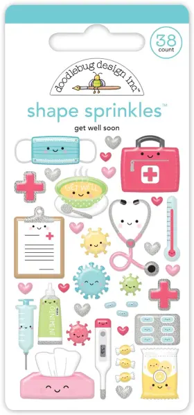 5a0023cq-1g6dj Doodlebug Sprinkles Adhesive Enamel Shapes-get Well Soon
