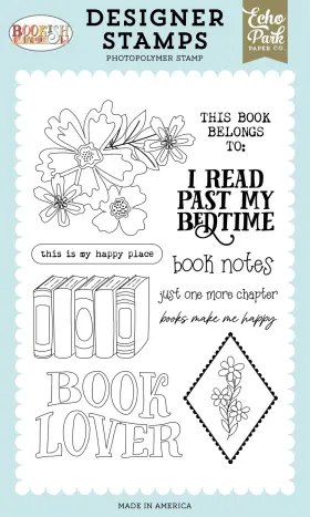 5a00340k-1h5qs Echo Park Paper Bookish Stamp Set-just One More Chapter -