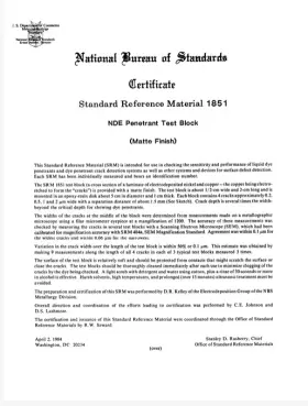 T18851 Nist Nde Penetrant Test Block 1851 - With Certificate