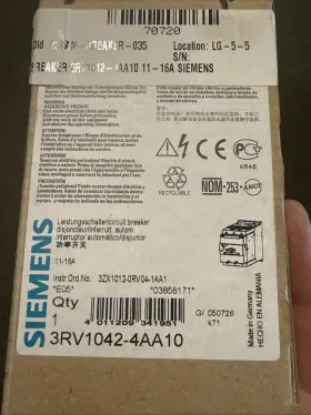 3rv1042-4aa10 Siemens 3rv1 042-4aa10 Motor Protection Circuit Breaker Nos